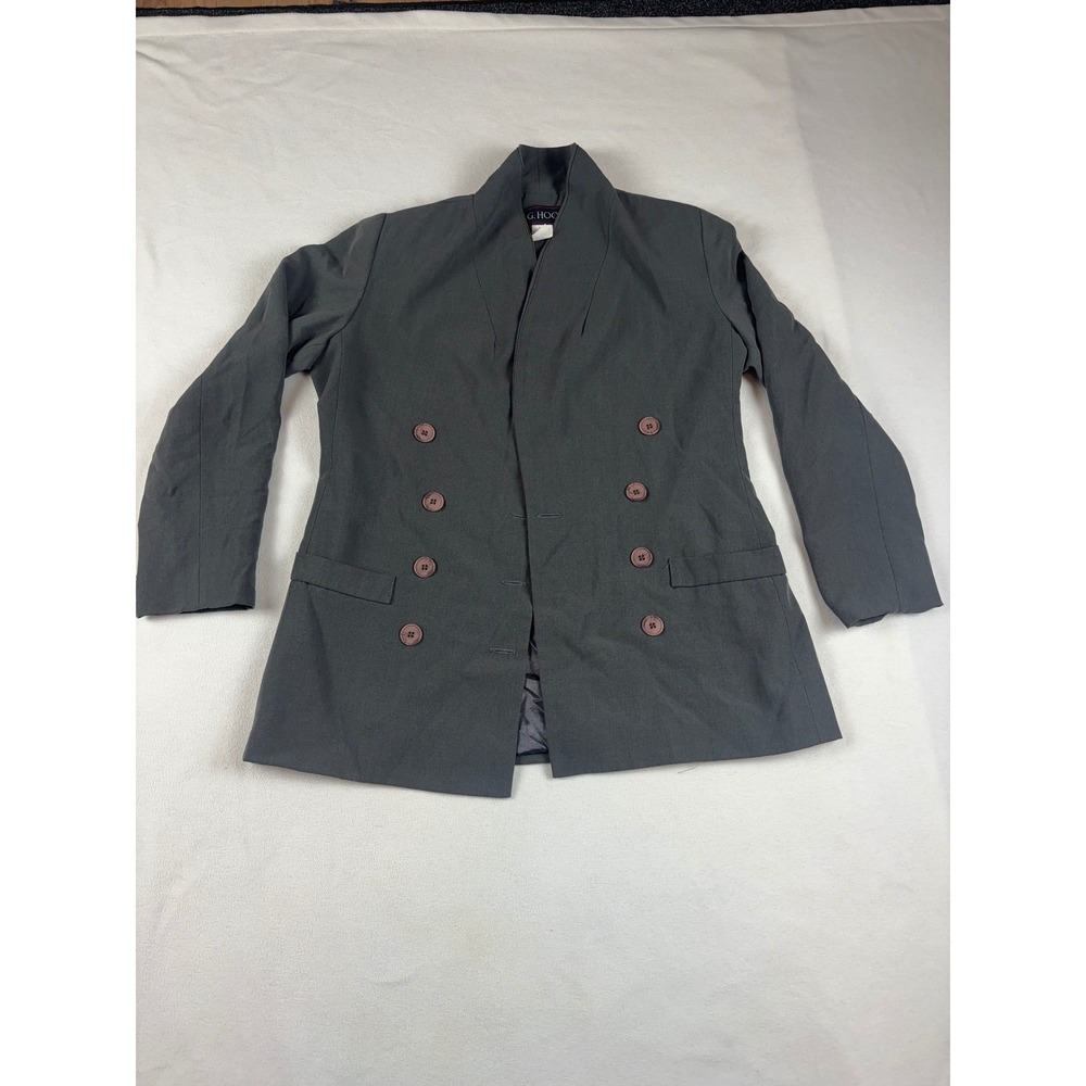 JG Hook Vintage Womens Double Breasted Blazer Charcoal‎ Gray Size 6P Made in USA